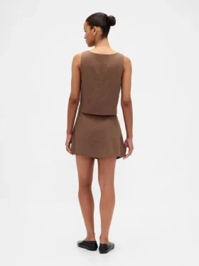 Mini-Skort aus Leinenmischung mit Knopfleiste