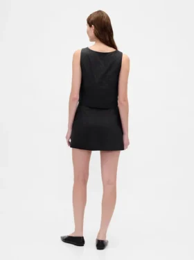 Mini-Skort aus Leinenmischung mit Knopfleiste
