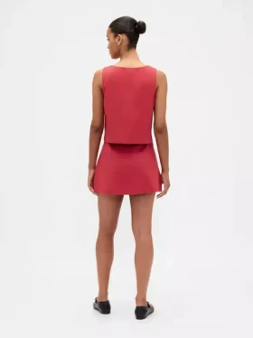 Mini-Skort aus Leinenmischung mit Knopfleiste