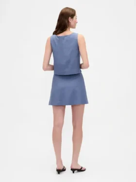 Mini-Skort aus Leinenmischung mit Knopfleiste