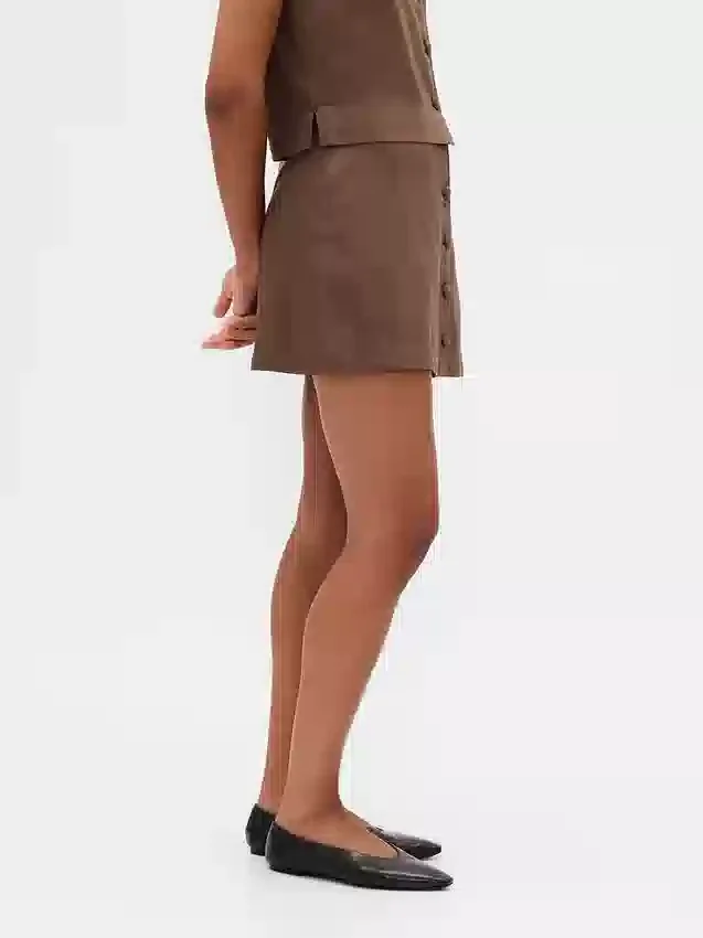Mini-Skort aus Leinenmischung mit Knopfleiste