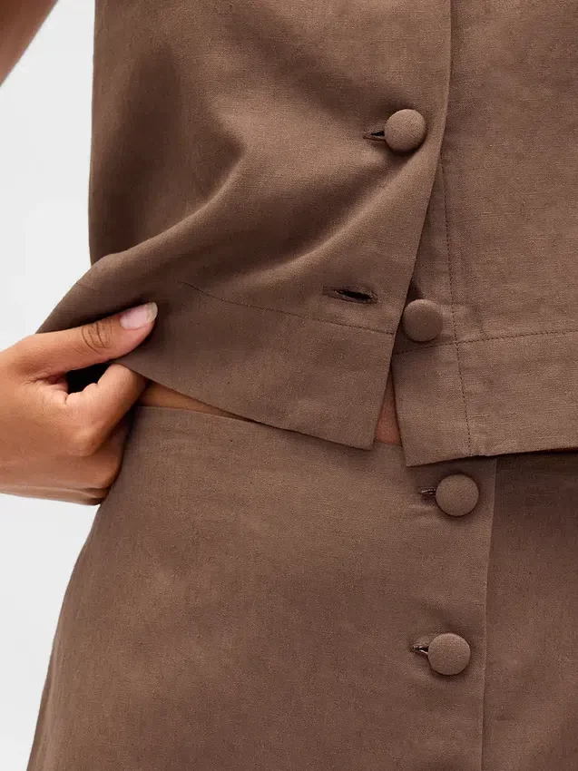 Mini-Skort aus Leinenmischung mit Knopfleiste