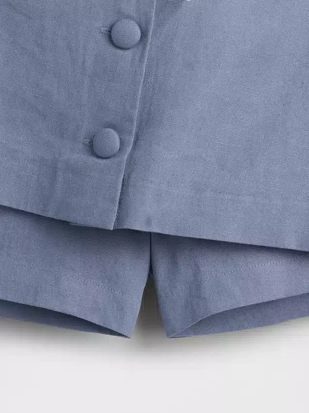 Mini-Skort aus Leinenmischung mit Knopfleiste