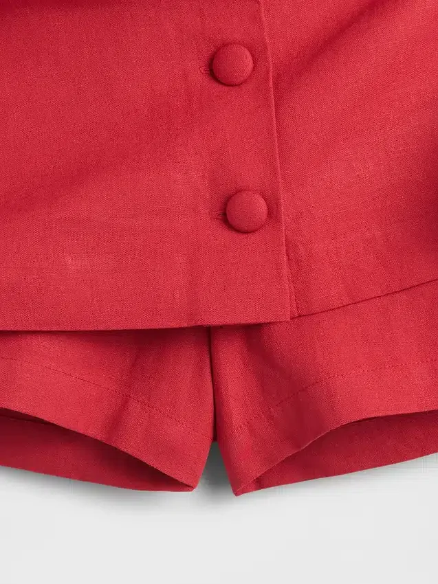 Mini-Skort aus Leinenmischung mit Knopfleiste