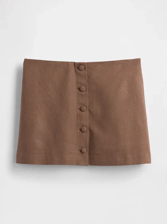 Mini-Skort aus Leinenmischung mit Knopfleiste