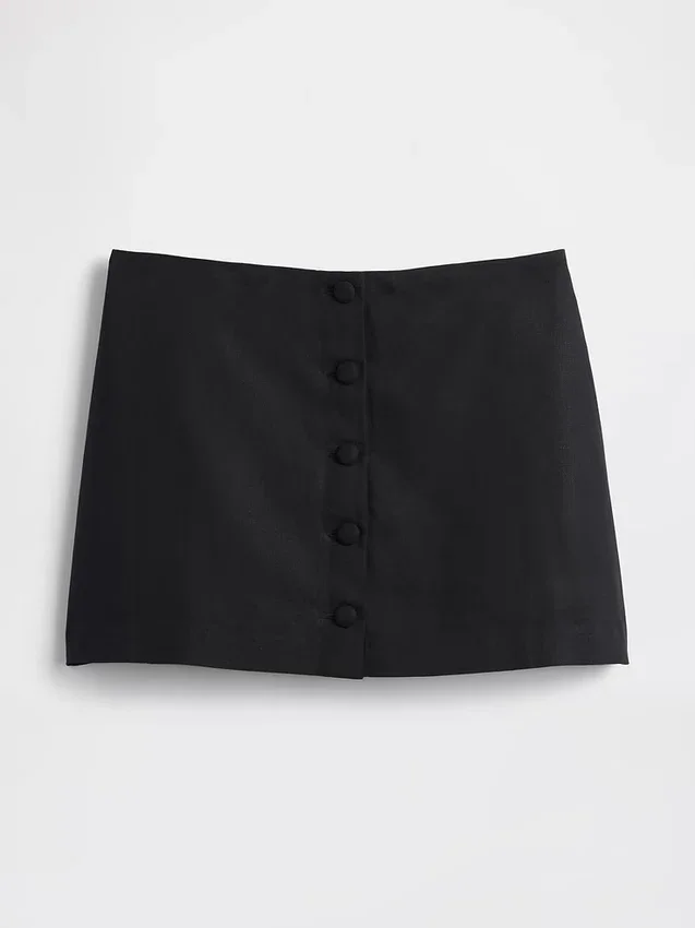 Mini-Skort aus Leinenmischung mit Knopfleiste