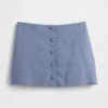 Mini-Skort aus Leinenmischung mit Knopfleiste