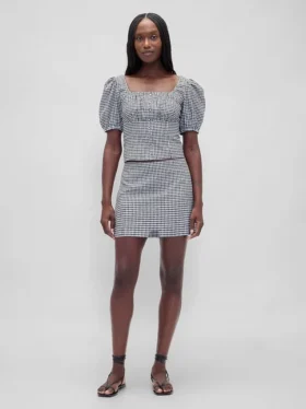 Mini-Skort aus Leinenmischung mit niedriger Leibhöhe