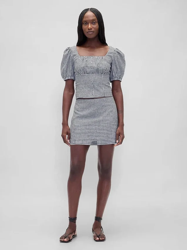 Mini-Skort aus Leinenmischung mit niedriger Leibhöhe