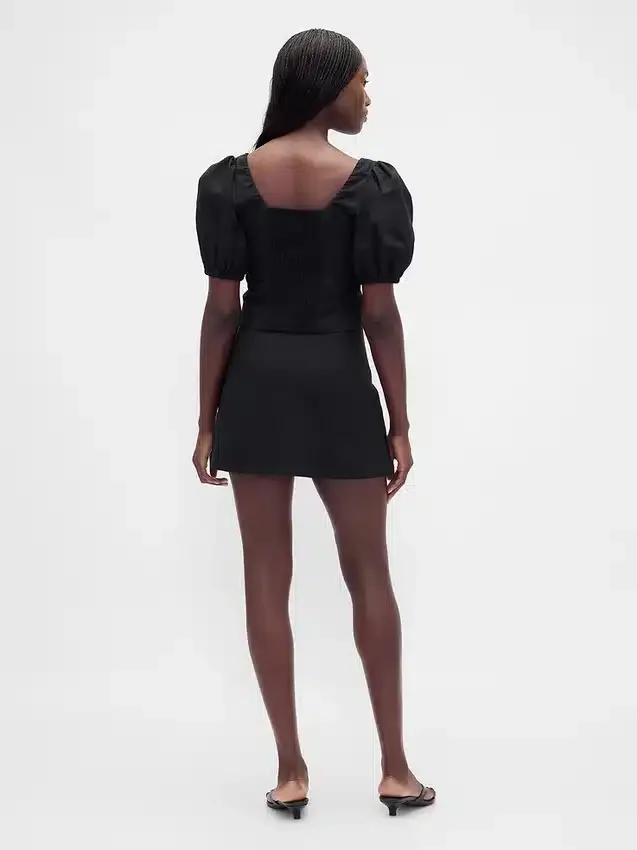 Mini-Skort aus Leinenmischung mit niedriger Leibhöhe