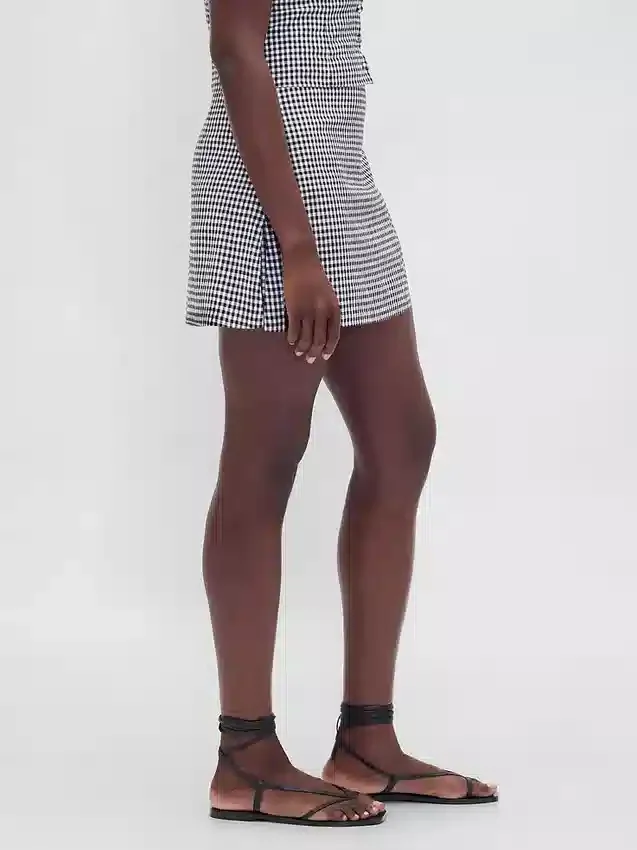 Mini-Skort aus Leinenmischung mit niedriger Leibhöhe