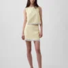 Mini-Skort aus Leinenmischung mit Spitzenbesatz