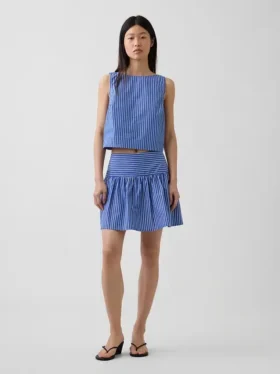 Mini-Skort aus Popeline mit tief sitzendem Bund
