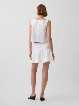 Mini-Skort aus Popeline mit tief sitzendem Bund
