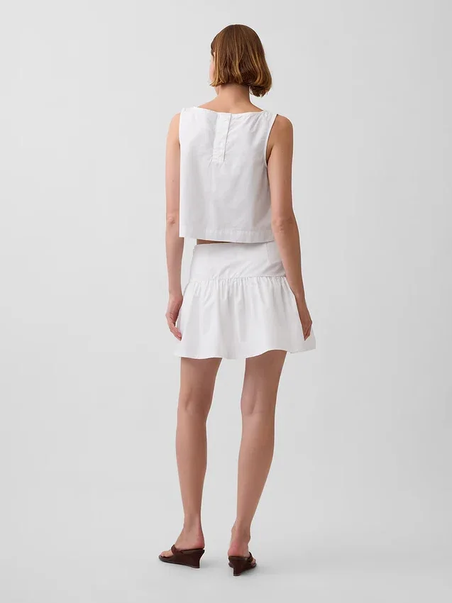 Mini-Skort aus Popeline mit tief sitzendem Bund