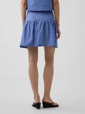 Mini-Skort aus Popeline mit tief sitzendem Bund