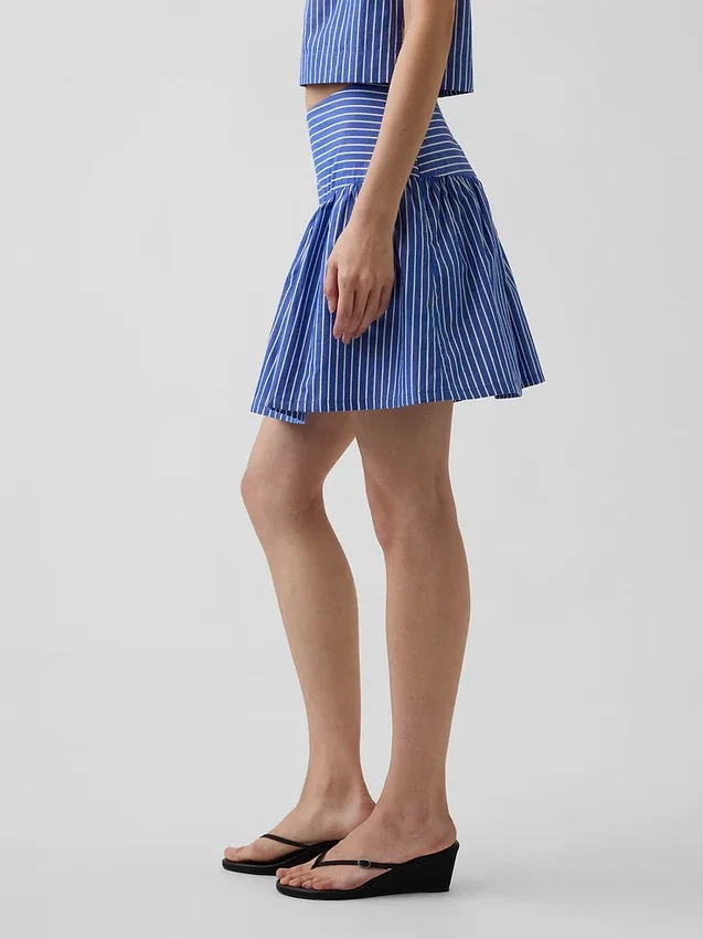 Mini-Skort aus Popeline mit tief sitzendem Bund