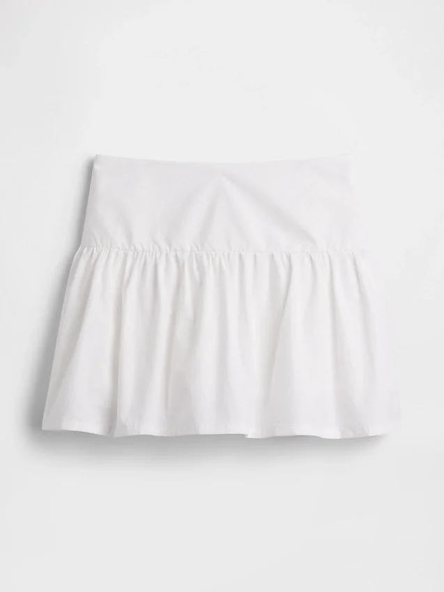 Mini-Skort aus Popeline mit tief sitzendem Bund