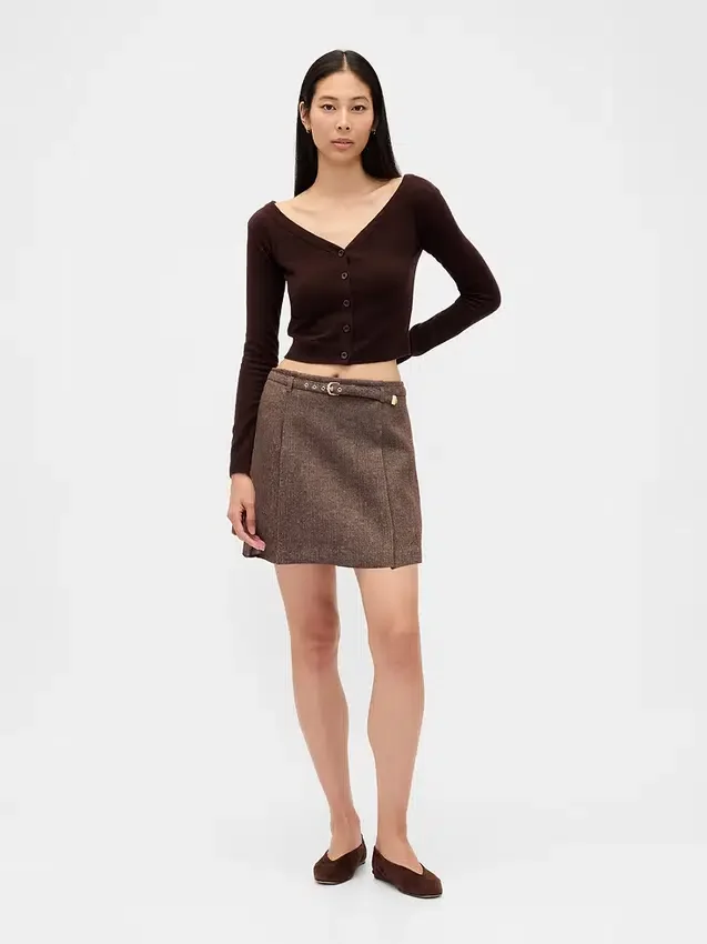 Mini-Skort aus Wollmischung mit Falten