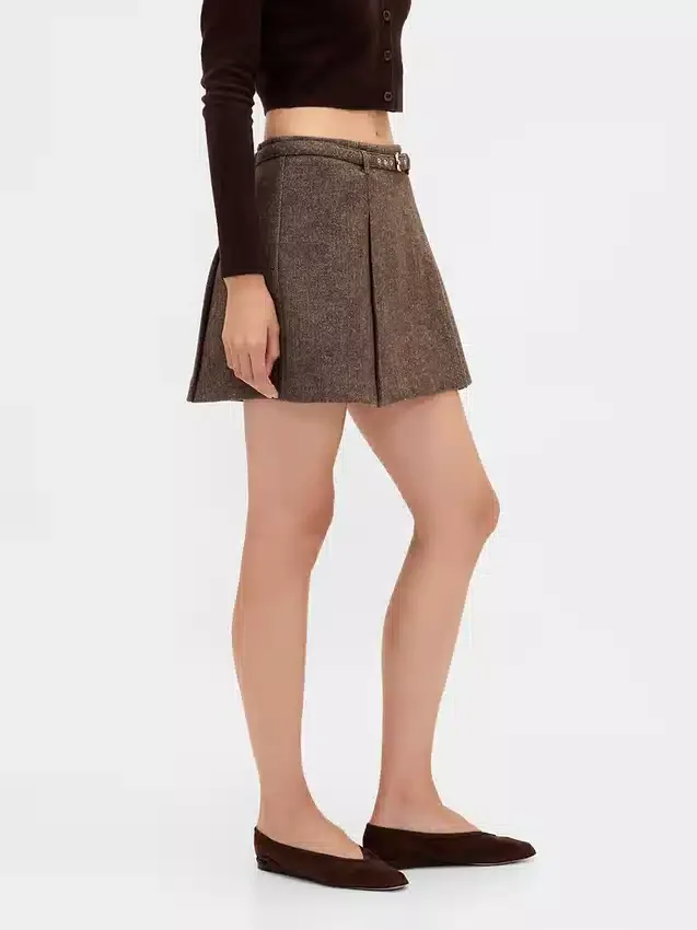 Mini-Skort aus Wollmischung mit Falten