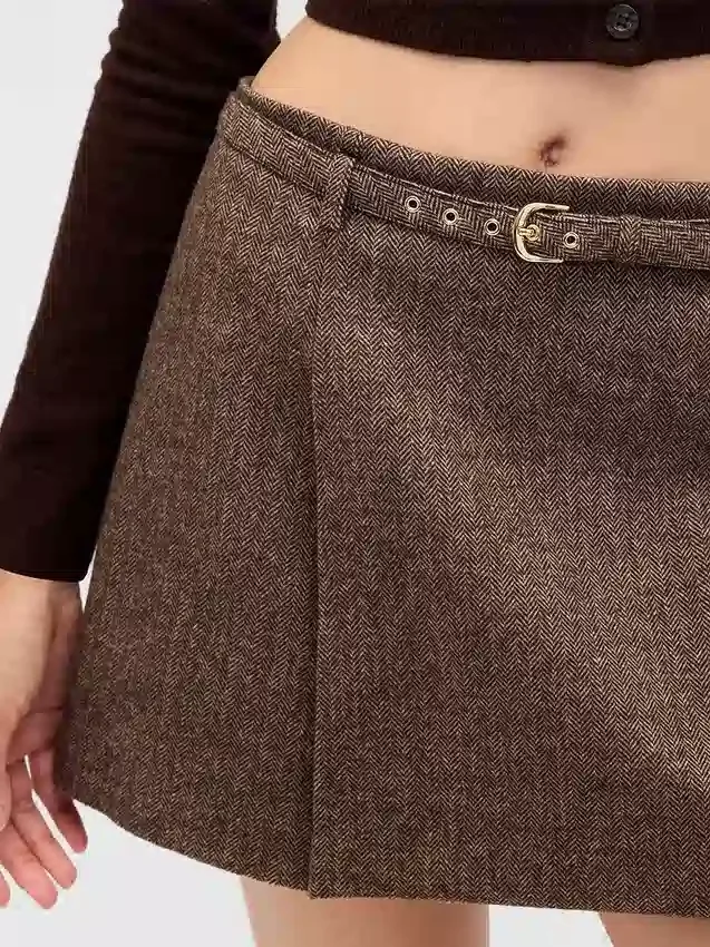 Mini-Skort aus Wollmischung mit Falten