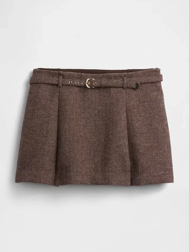 Mini-Skort aus Wollmischung mit Falten