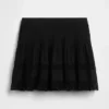 Mini-Skort mit Biesen und Spitzenbesatz