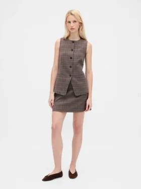 Mini-Skort mit Fischgrätenmuster
