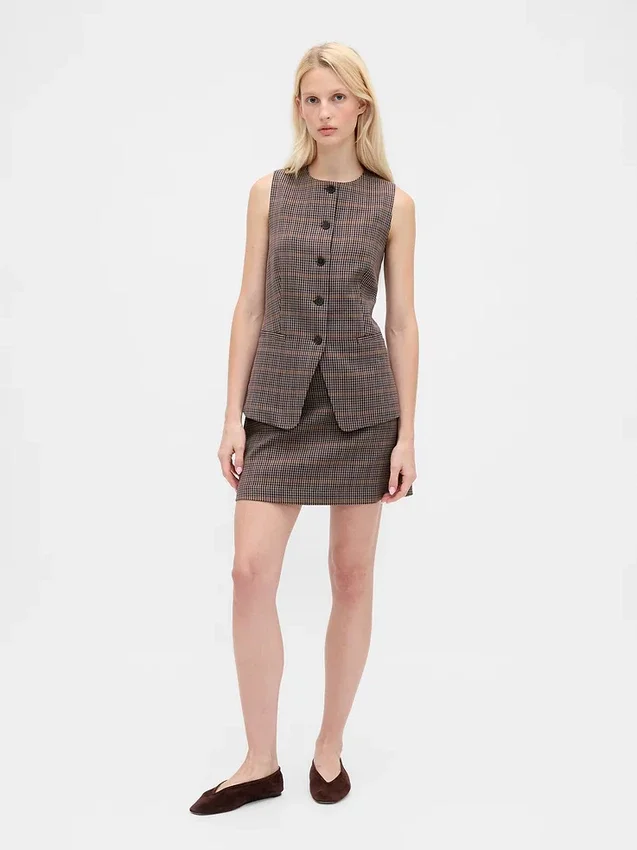 Mini-Skort mit Fischgrätenmuster