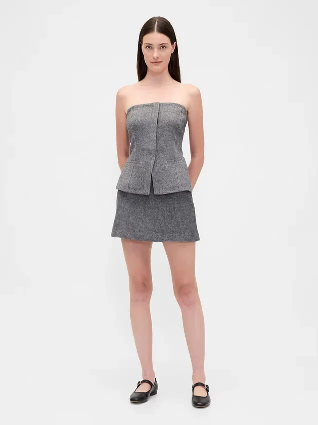 Mini-Skort mit Fischgrätenmuster