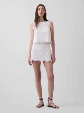 Mini-Skort mit Lochstickerei