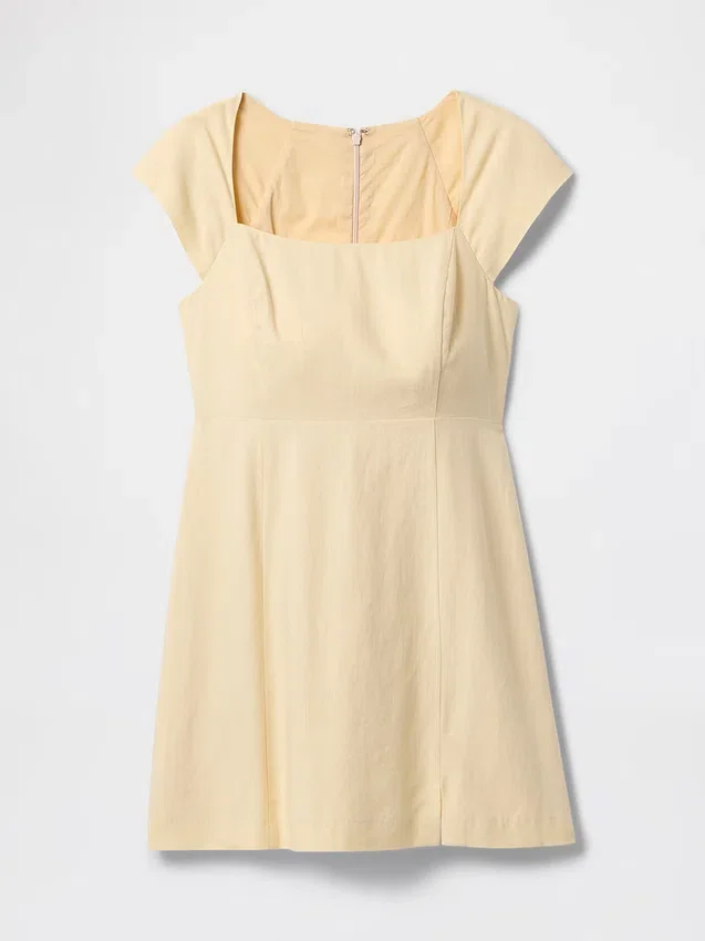 Minikleid aus Leinenmischung mit Flügelärmeln
