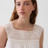 Minikleid aus Leinenmischung mit gehäkelter Passe