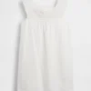 Minikleid aus Leinenmischung mit gehäkelter Passe