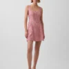 Minikleid aus Leinenmischung mit tief sitzender Taille