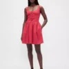 Minikleid aus Leinenmischung mit tief sitzender Taille