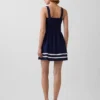 Minikleid aus Leinenmischung mit tief sitzender Taille