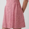 Minikleid aus Leinenmischung mit tief sitzender Taille