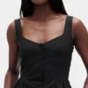 Minikleid aus Leinenmischung mit tief sitzender Taille