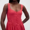 Minikleid aus Leinenmischung mit tief sitzender Taille