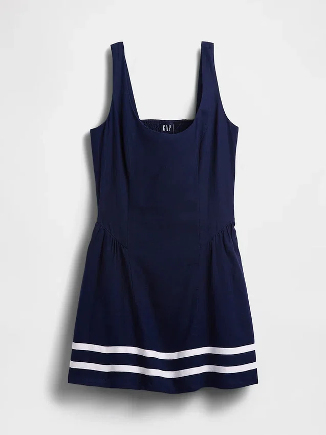 Minikleid aus Leinenmischung mit tief sitzender Taille