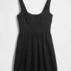 Minikleid aus Leinenmischung mit tief sitzender Taille