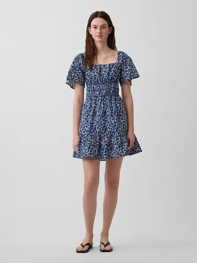 Minikleid aus Popeline mit Flatterärmeln