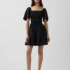 Minikleid aus Popeline mit Flatterärmeln