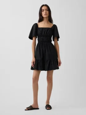 Minikleid aus Popeline mit Flatterärmeln