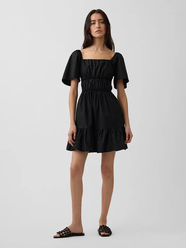 Minikleid aus Popeline mit Flatterärmeln