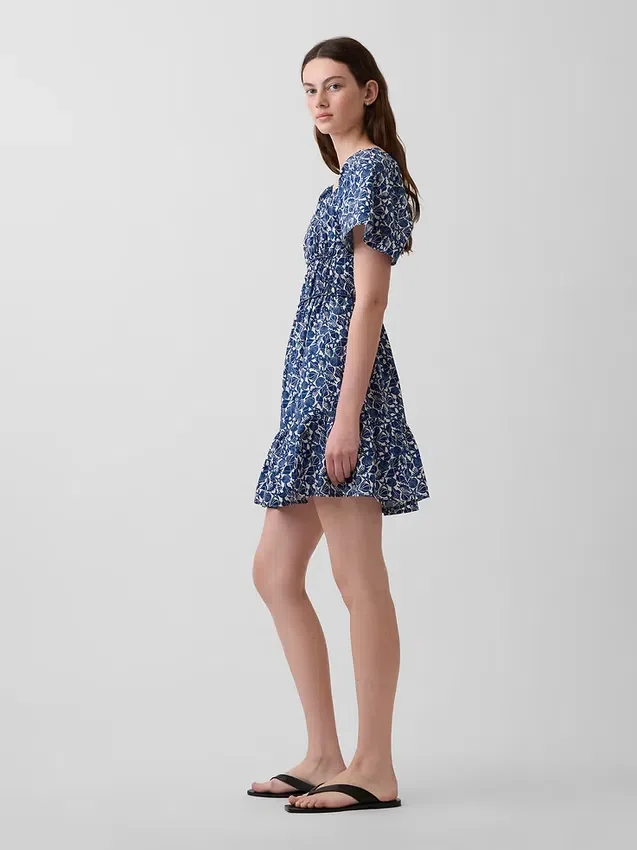 Minikleid aus Popeline mit Flatterärmeln
