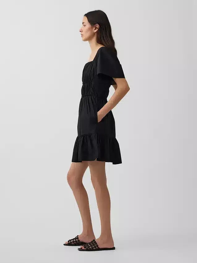 Minikleid aus Popeline mit Flatterärmeln