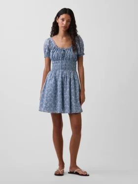 Minikleid mit geraffter Taille