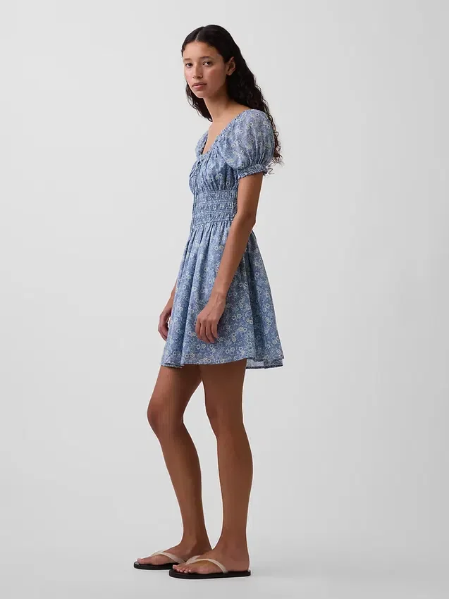 Minikleid mit geraffter Taille